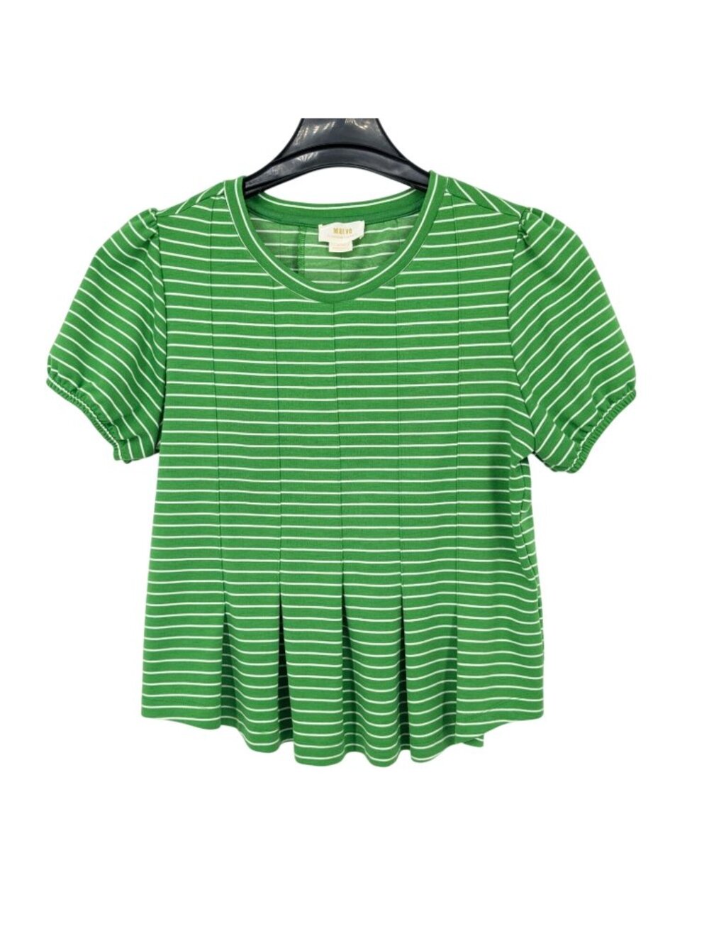 Maeve Anthropologie Stripe Peplum Knit Top Puff Sleeve Office French Girl Medium